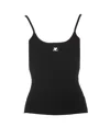 Courrèges Reedition Logo Ribbed-knit Tank In Black