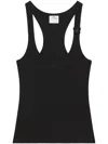 Courrèges Courreges Black Racerback Tank Top With Logo Patch In Black