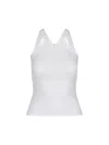 Courrèges Ribbed Tank Top With Zipper On The Neckline In White