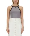 Courrèges Logo Tank Top In Gray