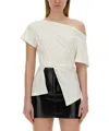 Courrèges Boat Neck T-shirt In Neutral