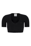 Courrèges Crop Top In Cotton In Black
