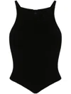 Courrèges Signature Rib Knit Viscose Top In Black