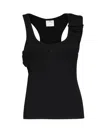 Courrèges Ribbed Scoop Neck Sleeveless Button Top In Black