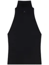 Courrèges High Neck Ribbed Sleeveless Top In Black