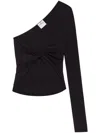Courrèges Black Top With Asymmetric Design Twist Detailing One-shoulder In Black