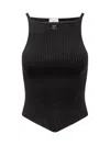 Courrèges Signature Rib Knit Viscose Top In Brown