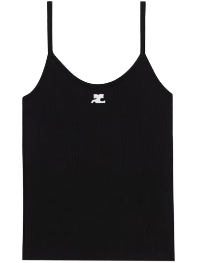 Courrèges Reedition Rib Knit Tank Top In Black