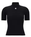 Courrèges Reedition Short Sleeves Ribbed Knitted Sweater Clothing In Black