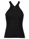Courrèges Ribbed Tank Top With Zipper On The Neckline In Black