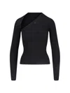 Courrèges Slash Asymmetric Ribbed-knit Sweater In Black