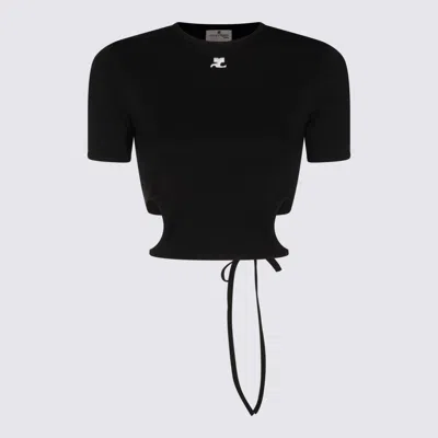 Courrèges Cropped T-shirt In Black