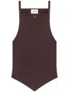 Courrèges Sleeveless Ribbed Knit Square Neck Top In Brown