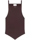 Courrèges Sleeveless Ribbed Knit Square Neck Top In Brown