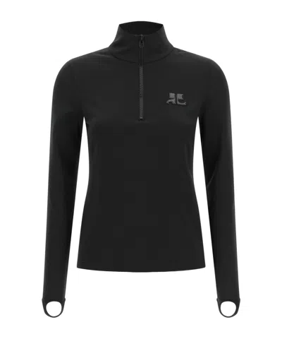 Courrèges Top Col Montant Seconde Peau In Black