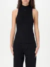 Courrèges Mockneck Light Rib Cropped Top In Black