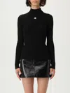 Courrèges Black Reedition Rib Knit Mock Neck Sweater In Black