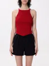 Courrèges Sleeveless High Neck Ribbed Top In Red