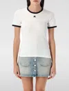 Courrèges Fitted White T-shirt With Contrasting Ribbed Trim In White