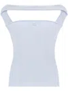 Courrèges Logo-embossed Ribbed-knit Tank Top In Ether