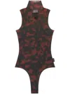 Courrèges Tortoise High Neck Bodysuit In Havana/tortoise