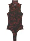 Courrèges Tortoise High Neck Bodysuit In Havana/tortoise
