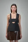 Courrèges U-neck Black Top With Cut-out Detailing In Black