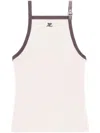Courrèges Buckle-detail Cotton Tank Top In Lime Stone/black