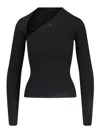 Courrèges Slash Asymmetric Ribbed-knit Sweater In Black