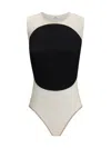 Courrèges Illusion Mesh And Duchesse-satin Bodysuit In Black