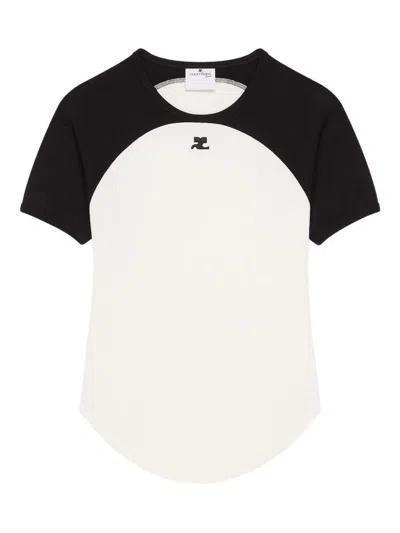 Courrèges Circle Contras T-shirt Woman Black And White In Multi
