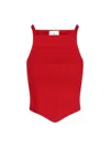 Courrèges Fitted Ribbed Tank Top With Shoulder Pads In Red
