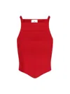 Courrèges Mockneck Light Rib Cropped Top In Red