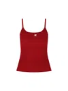 Courrèges Ribbed Texture Spaghetti Straps Top In Red
