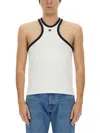 Courrèges Sleeveless Top With Adjustable Straps And Contrast Trim