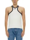 Courrèges Sleeveless Top With Adjustable Straps And Contrast Trim In White