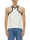 Courrèges Sleeveless Top With Adjustable Straps And Contrast Trim In White