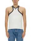 Courrèges Sleeveless Top With Adjustable Straps And Contrast Trim In White