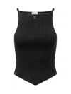 Courrèges Signature Rib Knit Viscose Top In Black