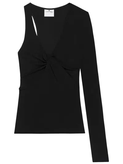 Courrèges Courregès Top Twist Asymetrical Jersey In Black