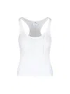 Courrèges Sleeveless Racerback Ribbed Top Buttons In White
