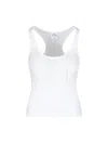 Courrèges Sleeveless Racerback Ribbed Top Buttons In White