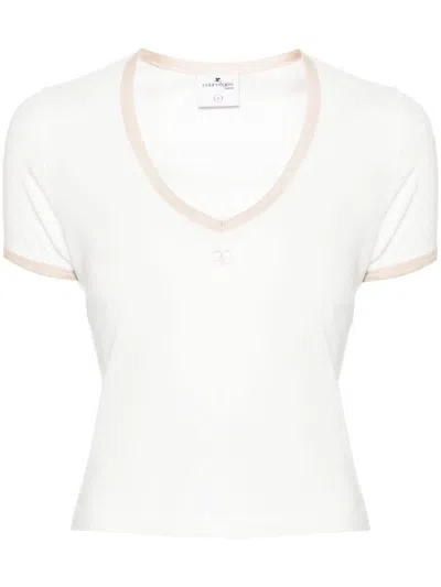Courrèges T-shirt In White Heritage/sand