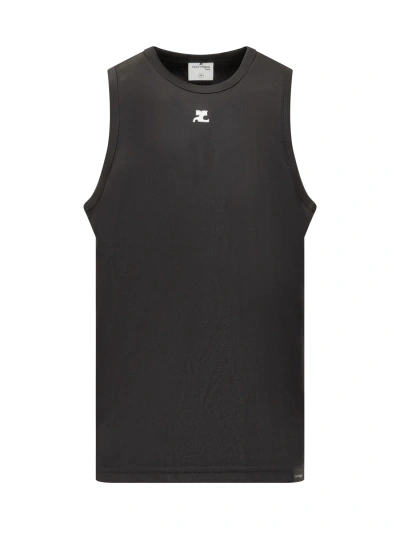 Courrèges Top With Logo In Black