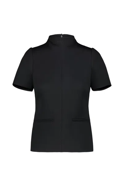 Courrèges Logo-embroidered Twill T-shirt In Black  