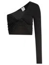 Courrèges Cropped One-shoulder Twist Front Long Sleeve In Black