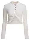 Courrèges Collared Neck Knotted Front Long Sleeves In White