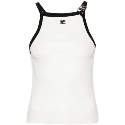 Courrèges Tops With Logo In White