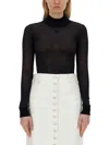 Courrèges Logo Embroidered High Neck Top In Nero