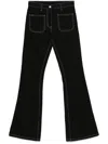 Courrèges Topstitched Bootcut Jeans In Black